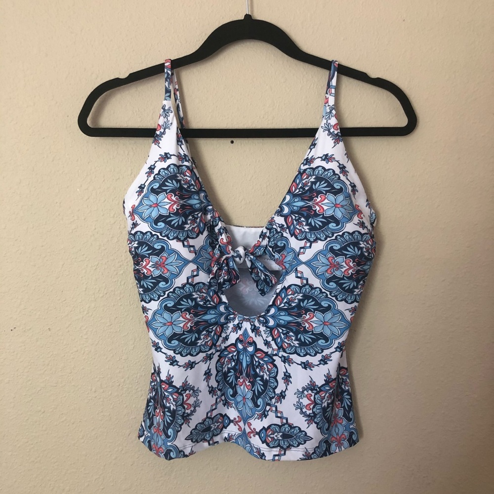 Becca Swim Naples Front Tie Keyhole Tankini Top